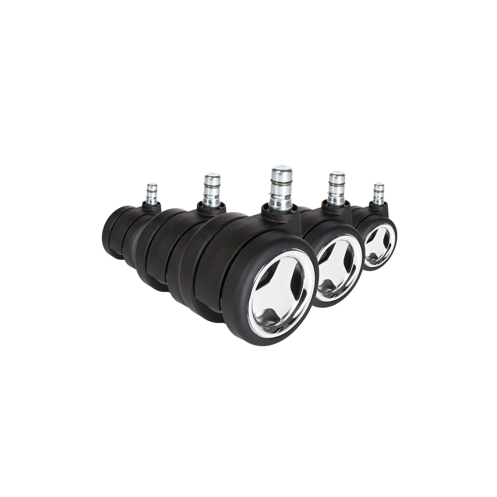 hjh OFFICE Stuhlrollen 5x ROLO GAME No-Noise 11mm/60mm Metall, Kunststoff, Chrom