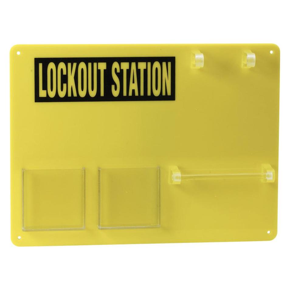 Brady Lockout - Tafel - 5 Personen, Acryl, Gelb, 393 x 292 mm, Beschriftung: LOCKOUT STATION (ohne (Y405805)