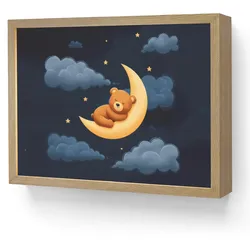 NACHTTISCHLAMPE MIT AKKU Teddybär - Mond - Wolken - Sterne 40x30 cm