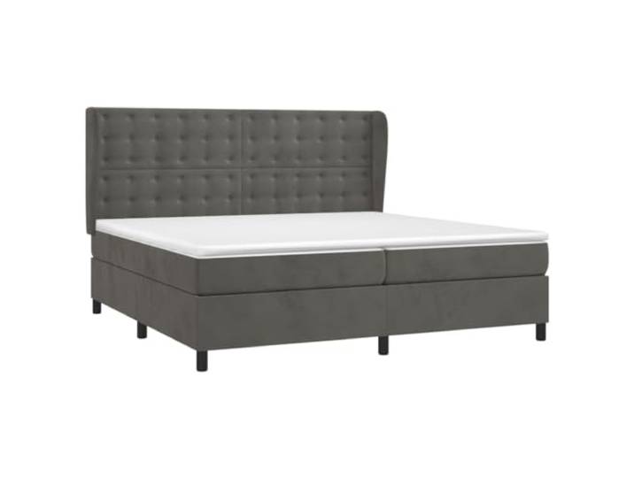vidaXL Boxspringbett mit Matratze Dunkelgrau 200x200 cm Samt