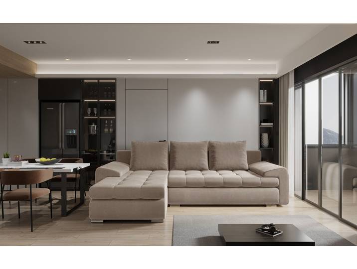 Kaiser Möbel Elegantes und modernes Ecksofa TOMI Castel Beige Links
