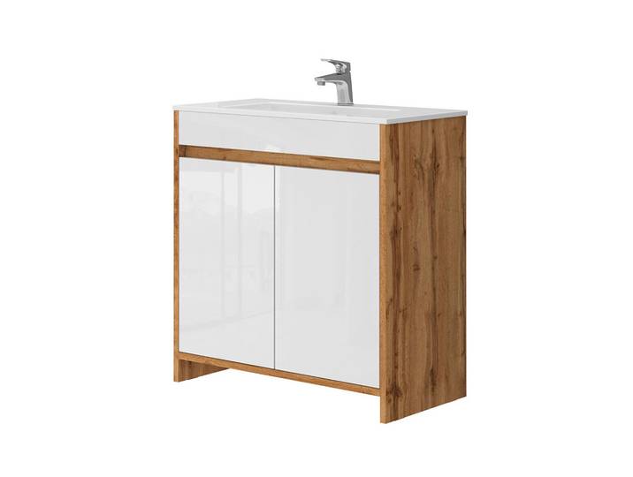 Vicco Waschbeckenunterschrank Lemgo, Goldkraft Eiche, 2-teilig, Eichefarben, Holzwerkstoff, nicht einzeln stellbar,Rechteckig, 80x80.4x39 cm, Badezimmer, Waschbecken & Armaturen, Waschtische