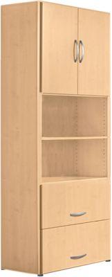 Kombischrank PALENQUE, 6 OH, Holztüren, HR-Auszug, B 800 x T 420 x H 2160 mm, Buche