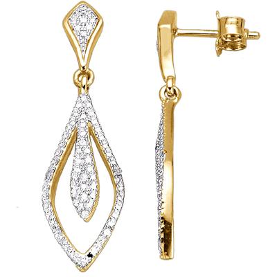 Paar Ohrhänger FIRETTI "Schmuck Geschenk Silber 925 Ohrschmuck Ohrringe Statement Navette", silber (gelbgoldfarben, silberfarben, w = weiß), Ohrringe, Damen, 0,09, 0,09 P3 = leicht erkennbare Einschlüsse, Diamanten Silber 925 (Sterlingsilber),...