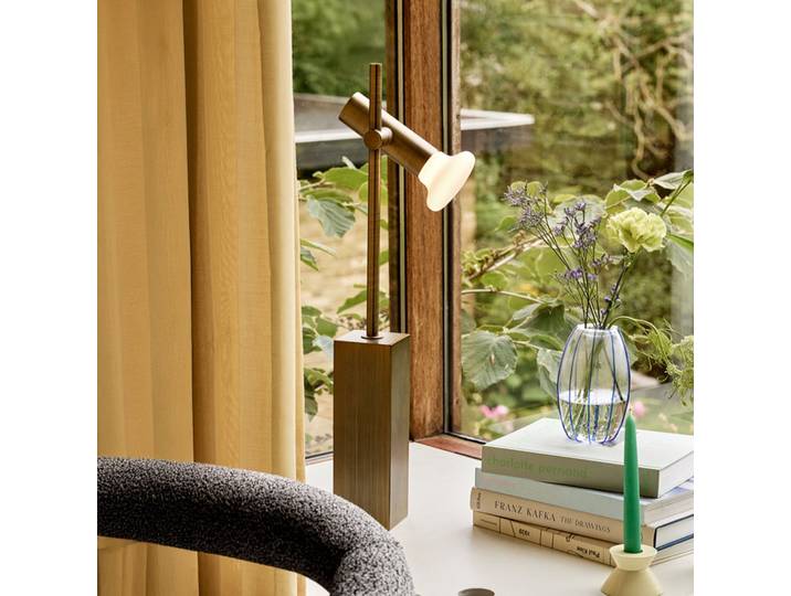 SET tafellamp, gebronsd messing, hoogte 60 cm - Hübsch - Woonkamer - Modern - Metaal - 1 lamp