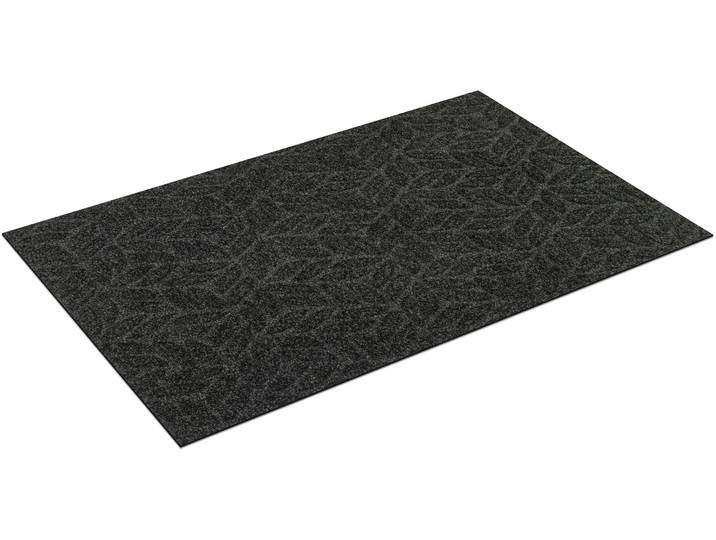 Teppich DUNE Leaves Dark Grey , grau, B:60cm H:8mm L:90cm, Polyester, Polypropylen, WASH+DRY BY KLEEN-TEX, Teppiche, Teppich