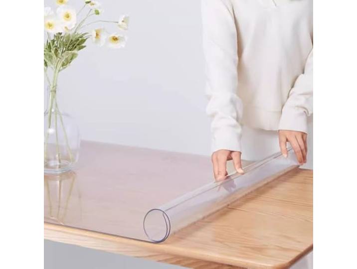 Eiauiuo Dicke Tischschutzfolie Aus Transparentem PVC Klare Tischabdeckung Strapazierfähiger Oberflächenschutz, Transparent, Ölbeständig Und Hitzebeständig, Für Esstische(Transparent 3mm,80*90cm)