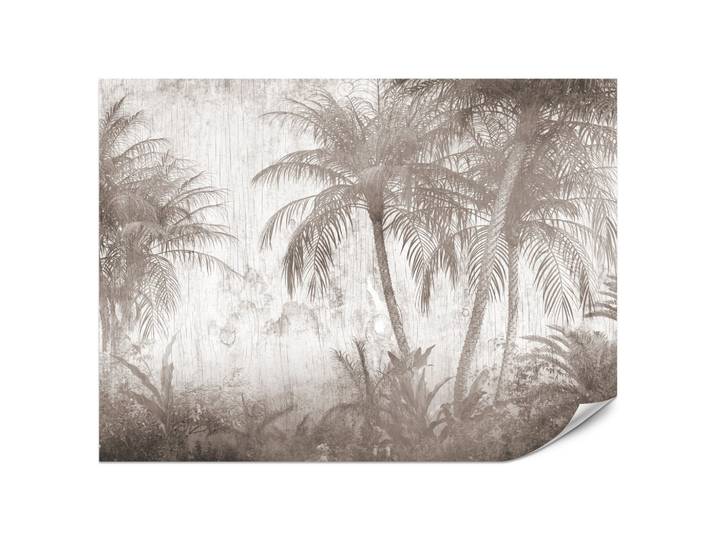 FOTOTAPETE für Schlafzimmer Tropische Palmenbäume Rustikales Beige 200x140