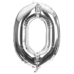 Folienballon "0", silber, 86 cm
