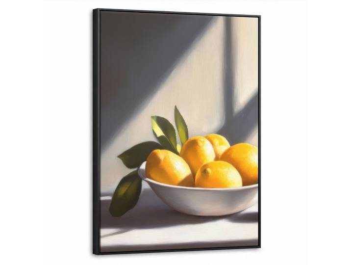 LEINWAND Bilder mit Rahmen - Zitronen - Stilleben - Gelb - 70x100