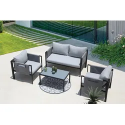 Gartenset 4-tlg. Grau/Schwarz