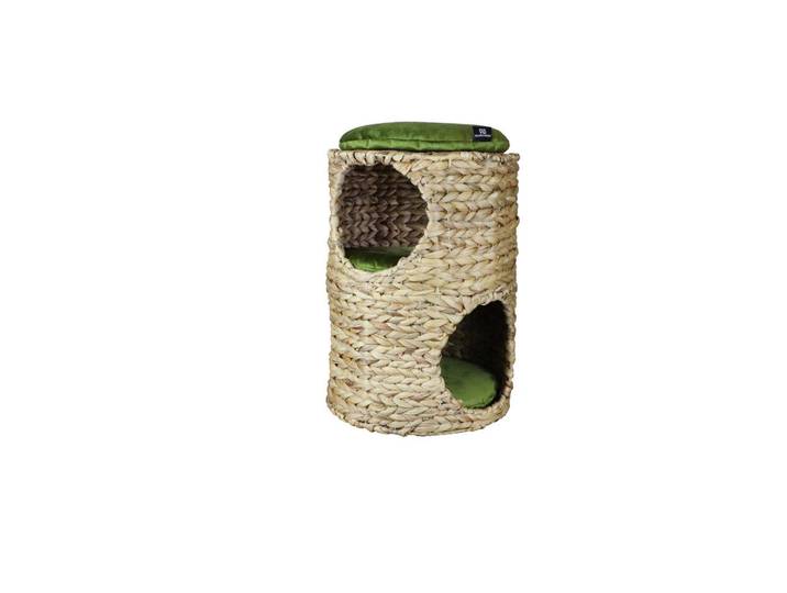 Tierhöhle Turm Wasserhyazinthe, Olivgrün, Naturfarben, Naturmaterialien, 32x45x32 cm, Freizeit & Co, Tierbedarf, Tierzubehör