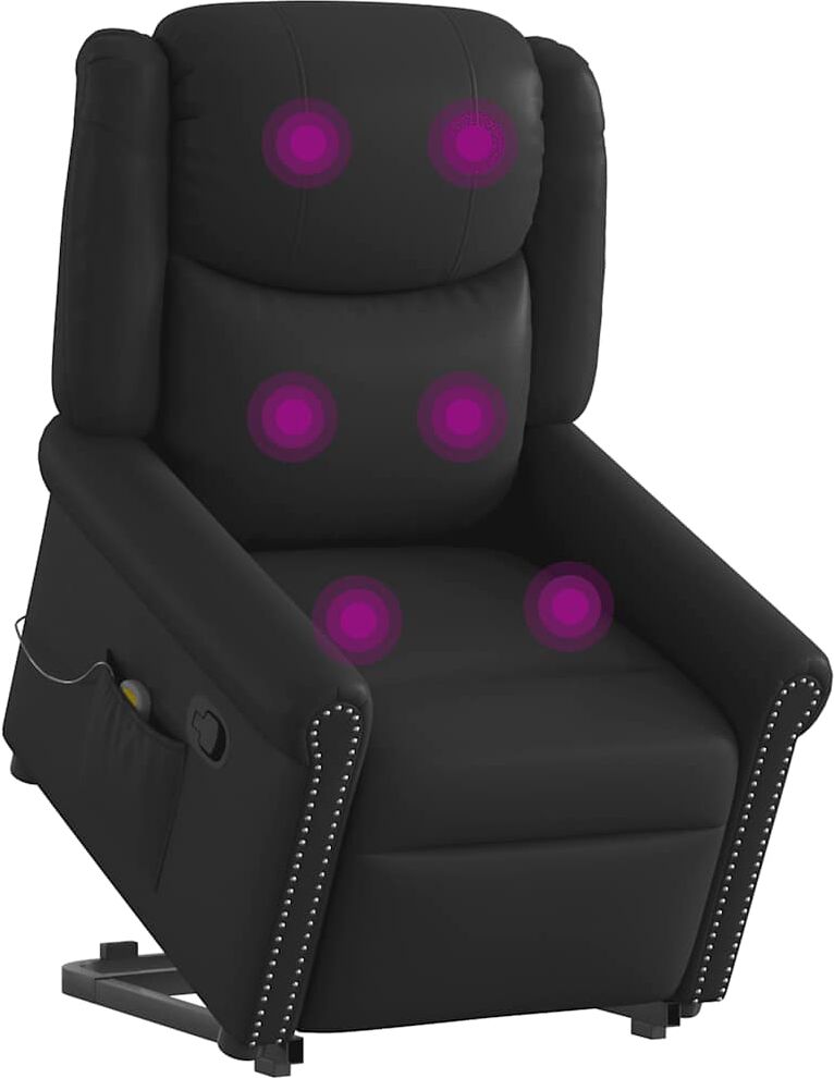 vidaXL Fauteuil de massage inclinable noir brillant similicuir