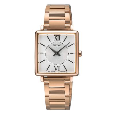 Quarzuhr SEIKO, rosa (roségoldfarben), Armbanduhren, Damen, Quarzuhr, Armbanduhr, Damenuhr, Edelstahlarmband, analog