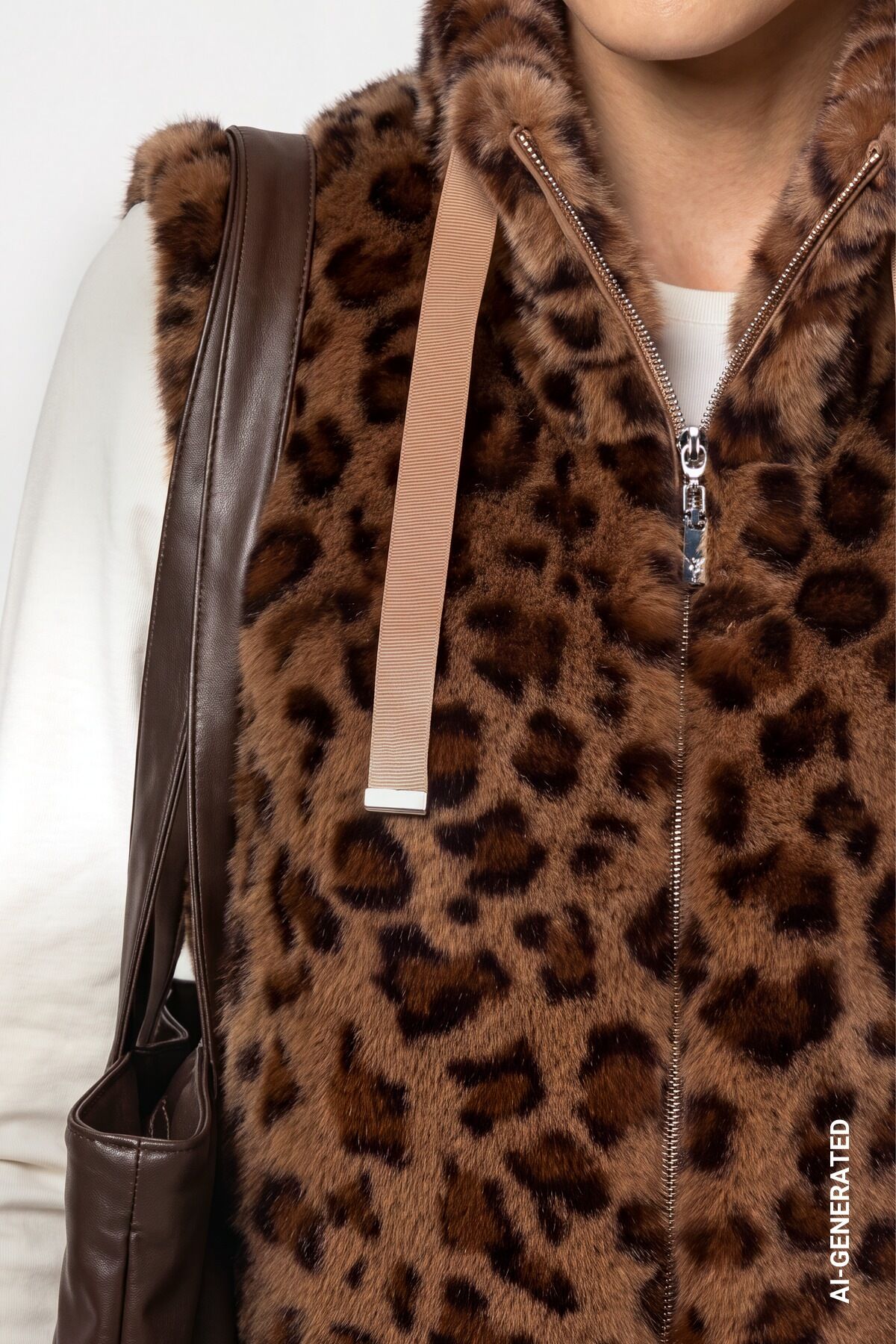 Fellimitatweste MONARI "Weste Leo fake fur", Damen, Gr. 46, braun (braun gem), Plüsch, Obermaterial: 100% Polyester. Futter: 100% Polyester, regular fit taillenbedeckt, Rundhals, Westen Fellimitatweste, Regular fit mit Stehkragen braun gem 46
