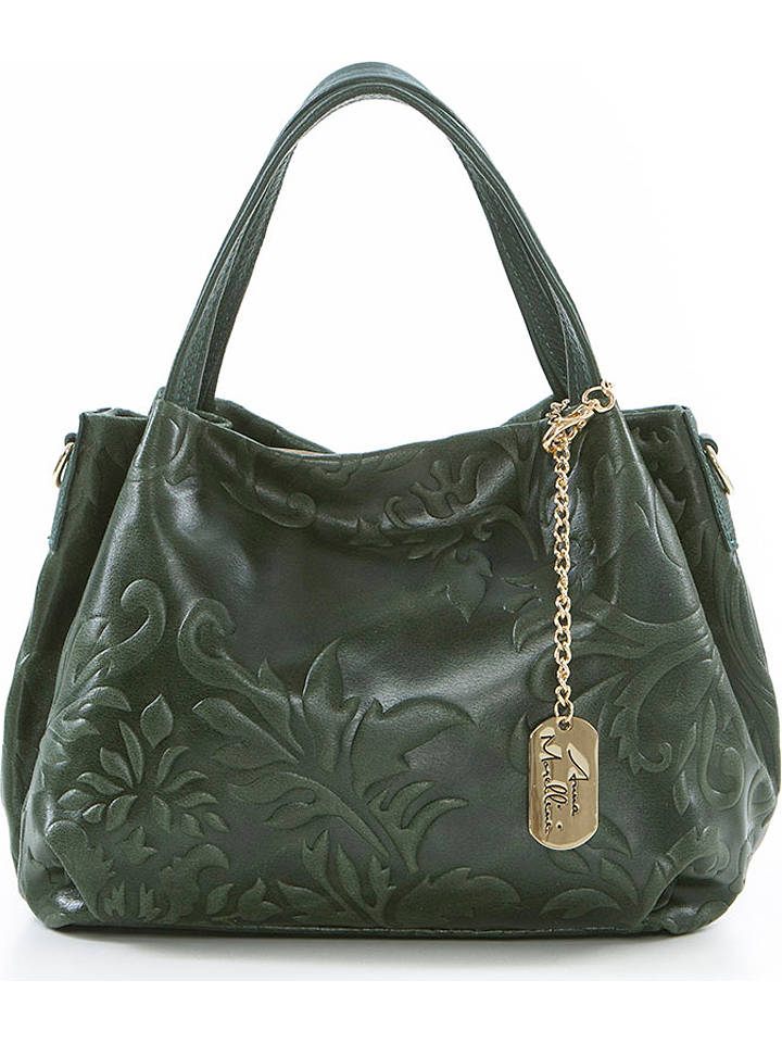 Anna Morellini Leder-Henkeltasche "Clarissa" "Clarissa" in Grün - (B)28 x (H)20 x (T)12 cm - onesize