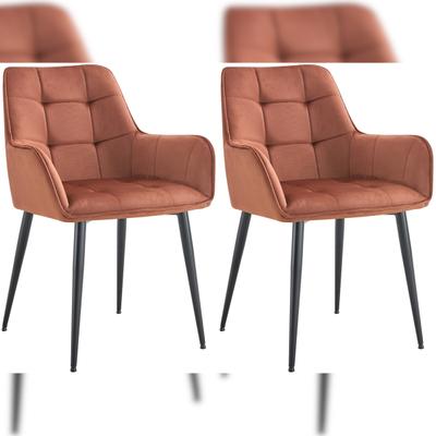 CLP 2er Set Esszimmerstuhl Ferndale Samt Samt HBT: 86x58x62 cm braun
