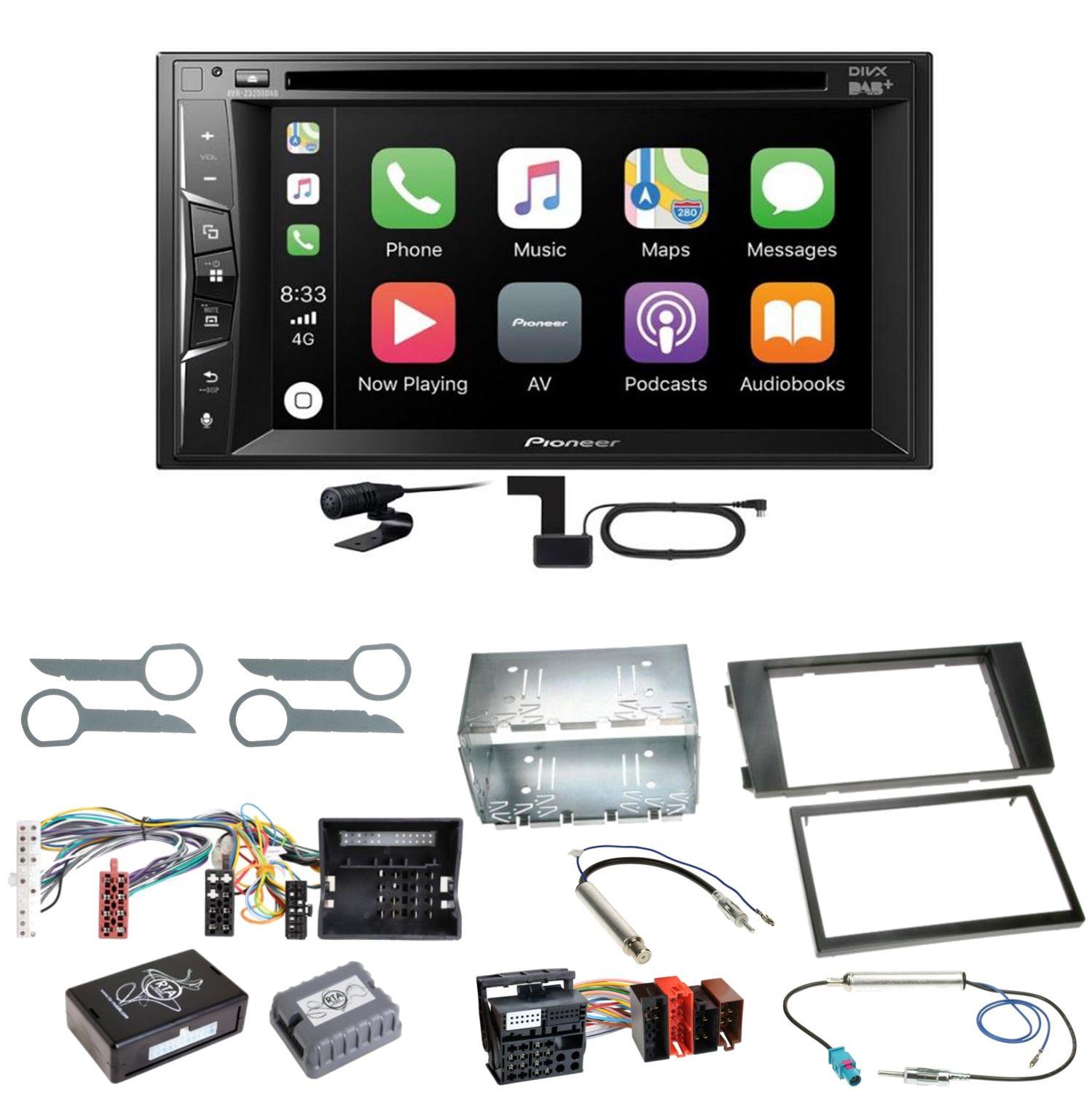 Pioneer AVH-Z3200DAB Carplay Bluetooth DAB Einbauset für Audi A6 4B Facelift