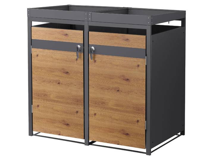 ML-Design Mülltonnenbox mit Pflanzdach für 2 Tonnen 240L 132x80x124 cm Stahl