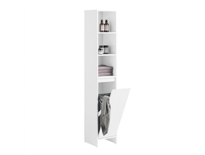 SoBuy Badezimmerschrank mit Wäschekorb für Badezimmer, Weiß, 30x170x30cm