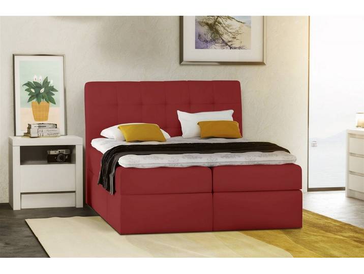 Fun Möbel Boxbett Schlafzimmerbett TURIN in Kunstleder inkl. Bettkasten (inkl. Viscoschaumtopper 6 cm)