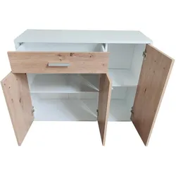 HTI-Living, Kommode + Sideboard, Sideboard Nina Weiss Artisaneiche (88 x 30 x 70 cm)