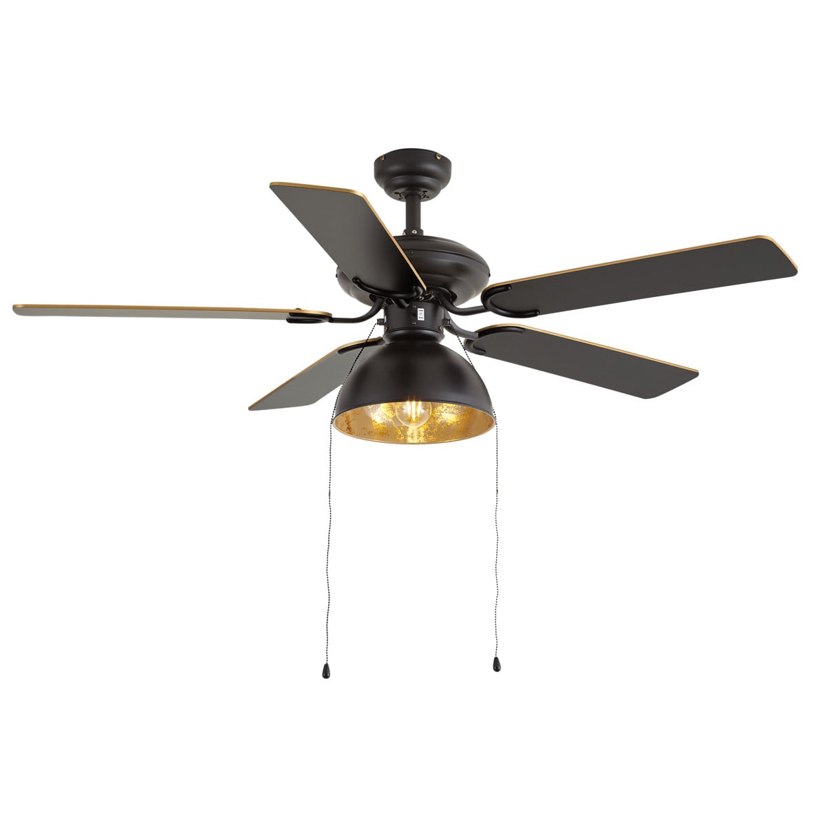 Qazqa Plafondventilator Art Deco zwart beige goud met licht 130 cm