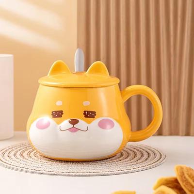 Inspired Finds Happy Shiba Ceramic Mug With Lid Cute Dog Coffee & Breakfast Cup calm