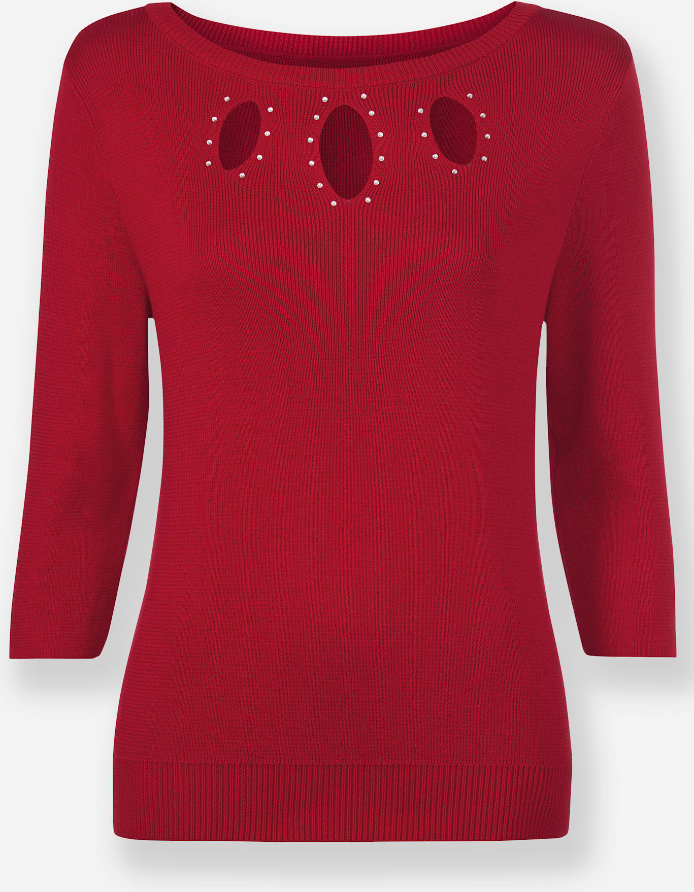 Strickpullover LADY "Feinstrickpullover", Damen, Gr. 52, rot, 55% Baumwolle, 45% Viskose, unifarben, Pullover Strickpullover rot 52