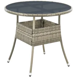 Juskys Polyrattan Gartentisch Yoro rund - wetterfest Outdoor Beistelltisch Ø 80 cm - Grau