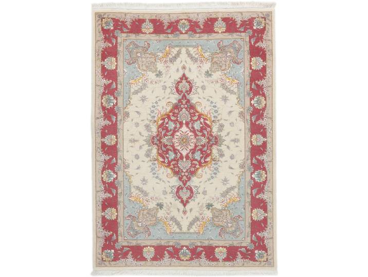 Täbriz 40Raj Seidenkette Teppich 104x146 Handgeknüpft Orientteppich Perserteppich