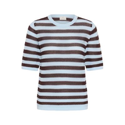 Strickpullover KAFFE "Damen Strickpullover KAhillay", Damen, Gr. S, rot (fudge, nantucket breeze stripe), Obermaterial: 100% Baumwolle CO., Pullover Strickpullover