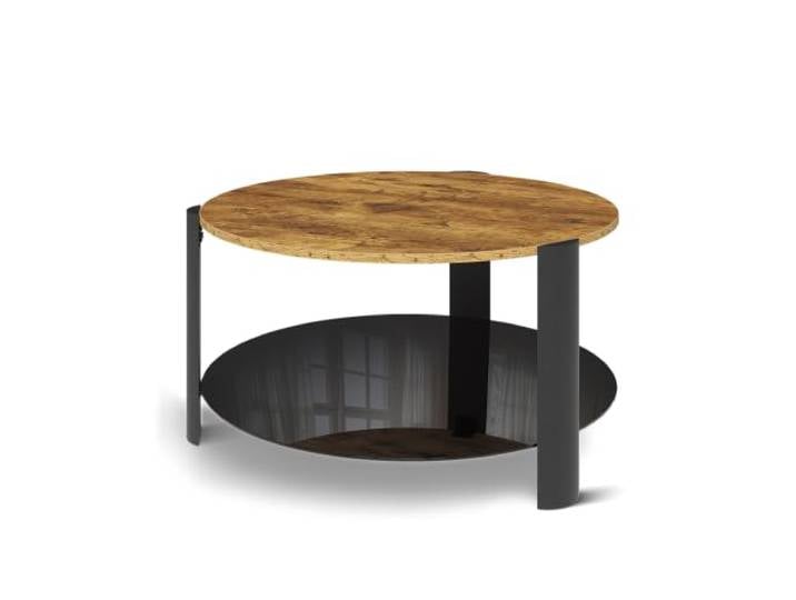 Vicco Couchtisch Navo, Eiche rustikal/Schwarz 80 x 80 cm