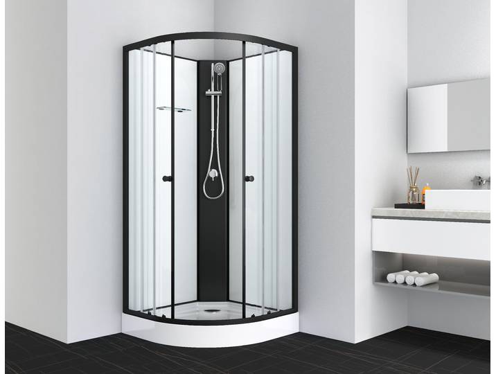 Komplettdusche SANOTECHNIK Komplettduschkabine BALATON , weiß (schwarz matt), B:90cm H:203cm T:90cm, Duschkabinen, Komplettdusche, Maße: 90x90x203cm