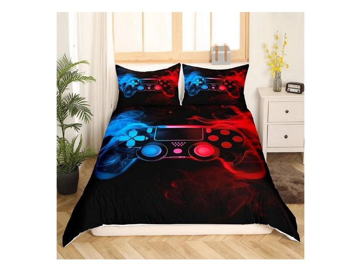 LuxusKollektion Jugendbettwäsche Bettbezug Spieler 155x220 Rot Blau