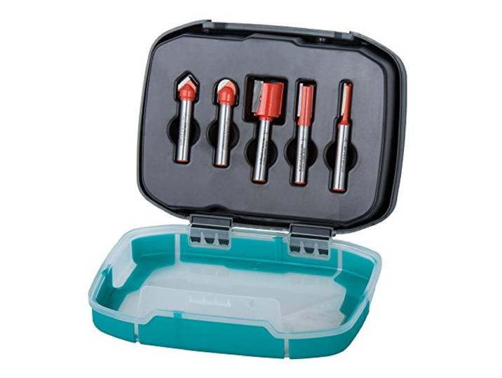 wolfcraft Groeffrees-set HM 5-dlg. I 8753000 I Voor preciese freeswerkzaamheden met de bovenfrees en stationaire freesmotor.