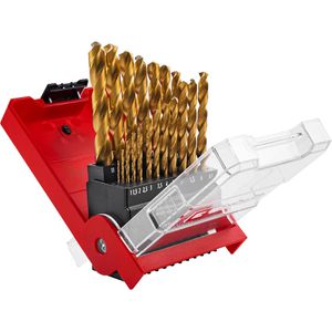 Einhell Bohrer 427019, HSS-TiN Spiralbohrer, 19-teiliges Set, 1-10 mm, Metallbohrer
