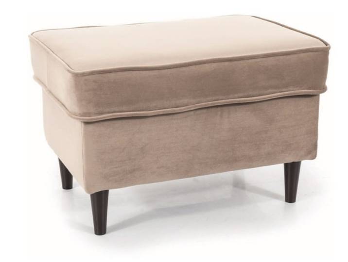 Pouf design velours de polyester beige et wengé