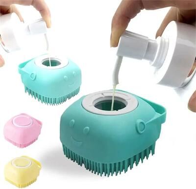 Inspired Living PawGlow Pet Bath Brush & Shampoo Dispenser For Dogs And Cats pink 2pcs