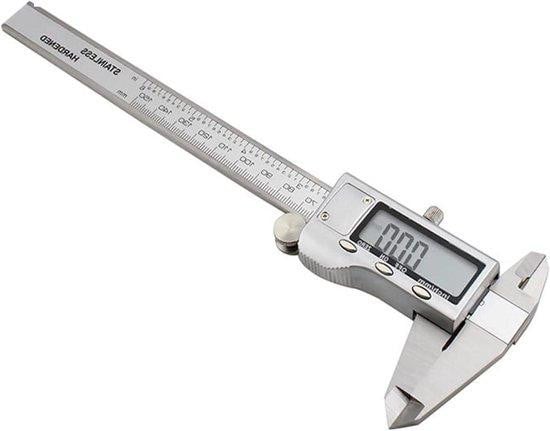 Digitale Schuifmaat Nonius Meetinstrument in Roestvrij Staal 0-150mm Zilver