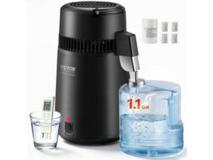 VEVOR Wasser Destilliergerät Distiller Edelstahl Wasserdestilliere 4L Schwarz