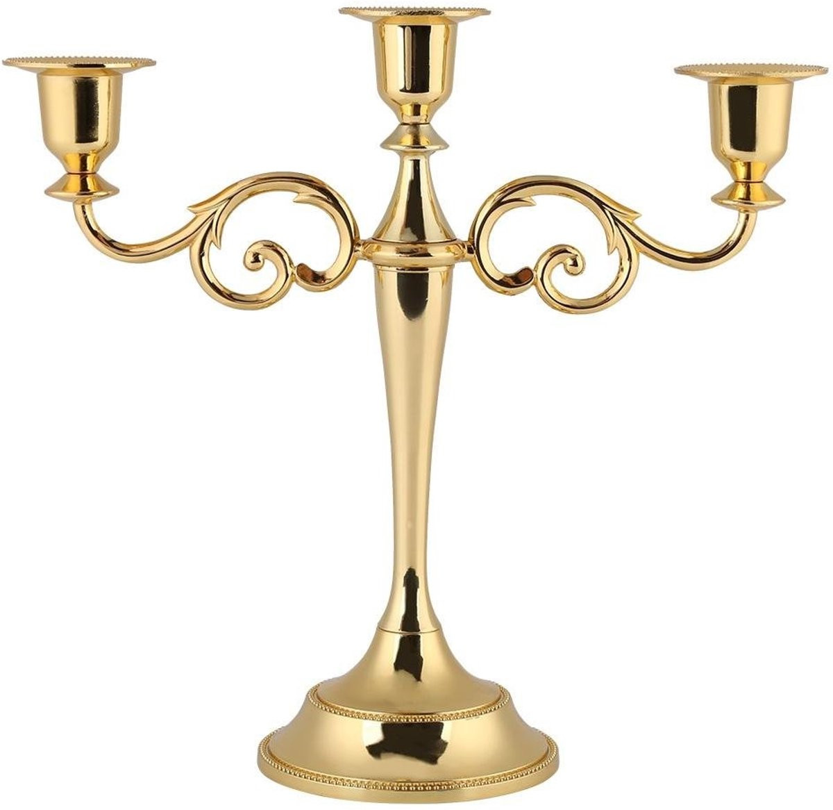 Dailygoods 3-armige metalen kandelaar voor taperkaarsen, 30 cm hoog