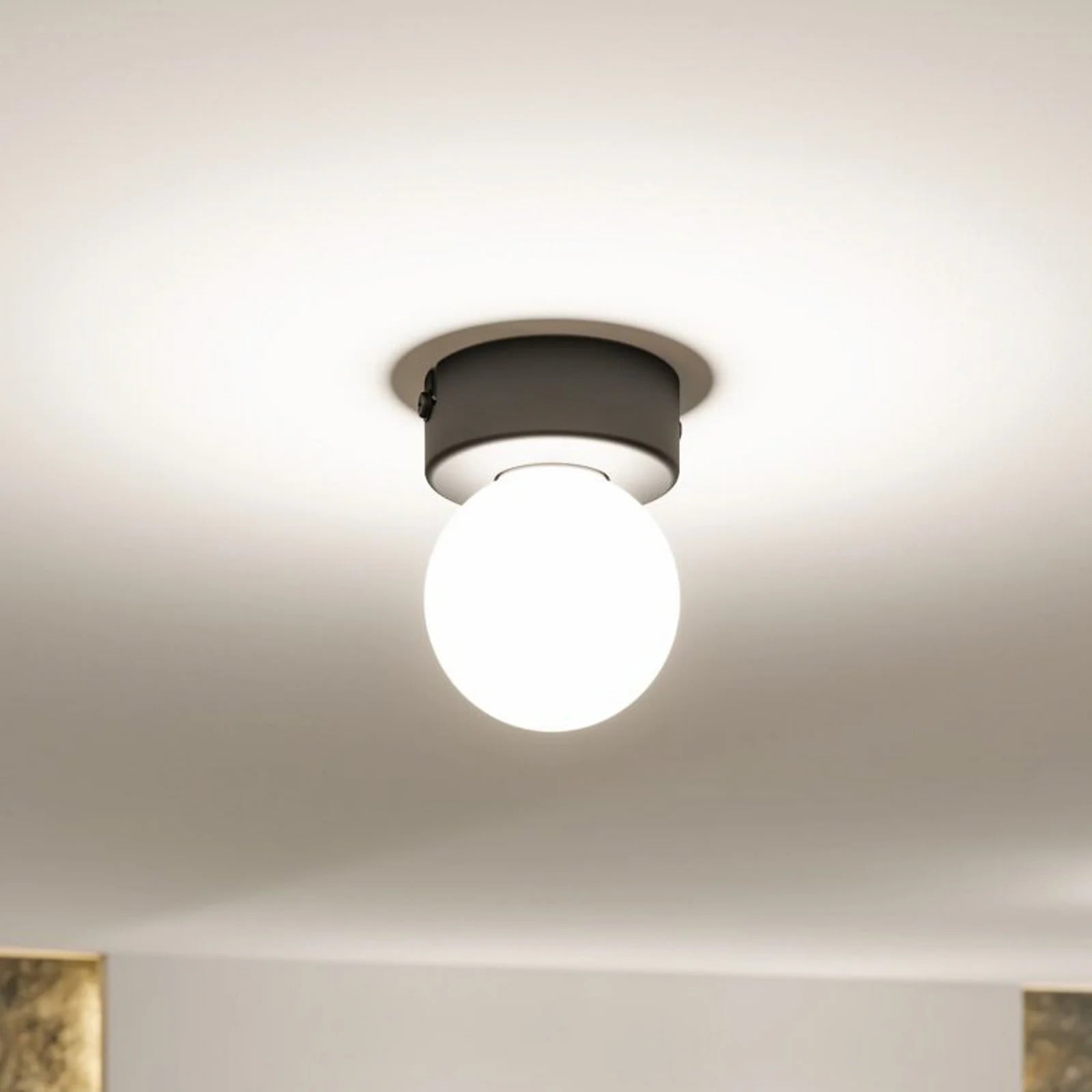 Paulmann Gove plafondlamp - Modern Glas Bol - Mat zwart/satijn - IP44 dimbaar