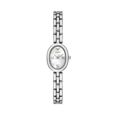 Quarzuhr EMPORIO ARMANI, edelstahlfarben, Armbanduhren, Damen, Quarzuhr, Armbanduhr, Damenuhr, Edelstahlarmband, analog