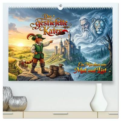 Der gestiefelte Kater – Ein Märchen von Mut und List (hochwertiger Premium Wandkalender 2027 DIN A2 quer), Kunstdruck in Hochglanz