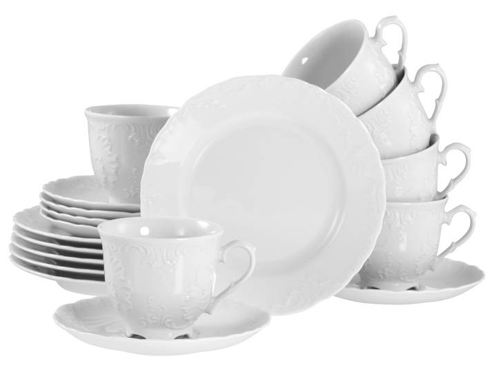 Kaffeeservice CREATABLE Rokoko, Service 18-tlg. , weiß, 18, Porzellan, Geschirr-Sets, Kaffeeservice, Daily Use, Zeitlos