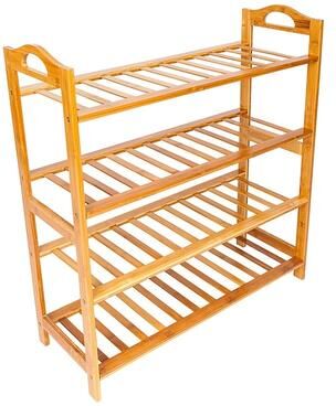 karlinc 4-Tier Bamboo Shoe Rack Entryway Shoe Shelf Storage Organizer
