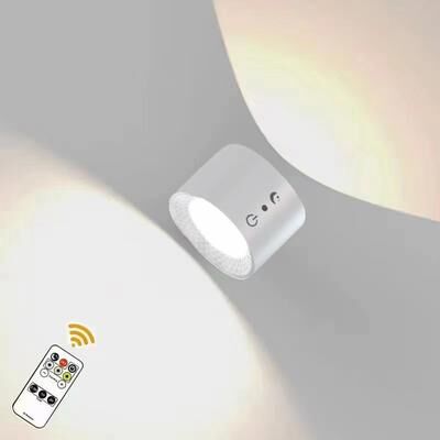 Evergreen Home Goods USB Rechargeable Wall Lamp, Wireless, Portable, With Touch And Remote Control, 360 Rotatable Double Head For Bedroom white