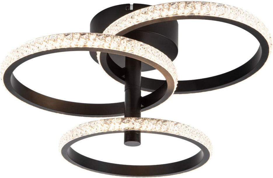 Cosylyte Cowan 3 Ring Built-in, Integrated LED, Modern Beaded Ceiling Light - 43x43x20cm, 3 step dimming, 3,000K Neutral white Matte Black 20cm H X 43cm W X 43cm D