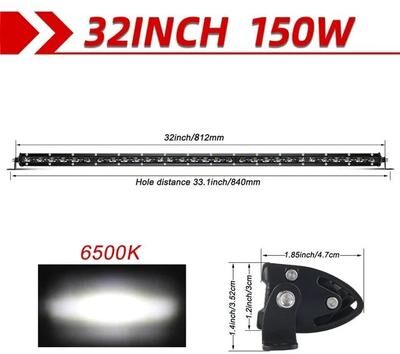 Inspired Living High Intensity 50 Inch LED Light Bar 80000LM Offroad Driving Beam For Trucks & 4x4 32inches